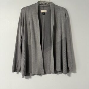 By Design Anderson‎ Cardigan Open Front Shawl Collar Mid Length Gray XL Casual